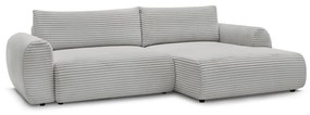 Világosszürke kordbársony kinyitható sarokkanapé (jobb oldali) Lucien – Bobochic Paris