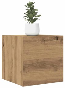 2 db kézműves tölgy falra szerelhető TV-szekrény 30,5x30x30 cm