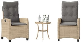 vidaXL 3 részes vegyes bézs polyrattan bisztrógarnitúra párnákkal