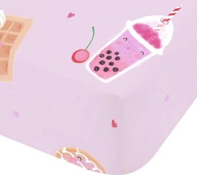 Rózsaszín gumis egyszemélyes gyerek lepedő 90x190 cm Sweet Treats – Catherine Lansfield