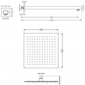 Mexen CUBE - 2 utas, rejtett zuhanygarnitúra 6 az 1-ben, króm, 5907709105775