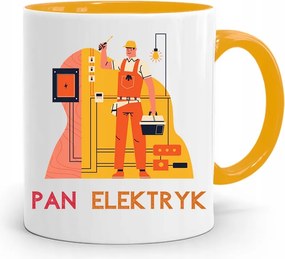 Sárga Bögre Ajándék Villanyszerelőnek Villanyszerelő Úr fényképes nyomtatással