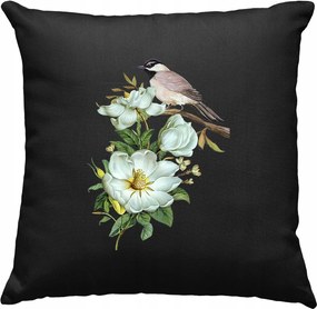 Madár párna Virágok Divatos 3 Fekete