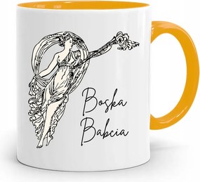 Sárga Bögre Nagymama Napja Isteni Nagymama Ajándék nyomott mintával