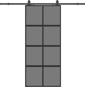 vidaXL fekete edzett üveg tolóajtó fémszerelék szettel 90x205 cm