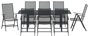 9 darabos előszobabútor szett antracit acélból, kihúzható kertasztal antracit (140-210)x90x73 cm acél