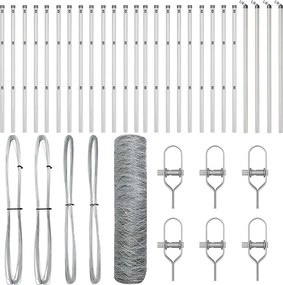 vidaXL Kerítésoszlop Ezüst 50 x 0,4 m (36 mm háló) Acél
