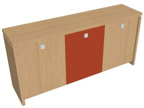 Verno alacsony szekrény 188 x 46 x 90 cm, kombinált ajtó, világos tölgy / narancs