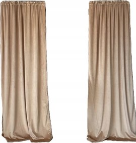 Készre varrt függöny 140x200, bársony, világos Bézs , alagút, békák, ragasztószalagon