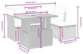 6 részes bézs polyrattan kerti ülőgarnitúra párnával