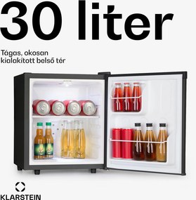 Klarstein Silent Cool, hűtőszekrény, 30 liter, Arctic-Fox Cooling, G energiahatékonysági osztály, fekete