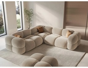 Bézs bársony sarokkanapé Loretto – Cosmopolitan Design