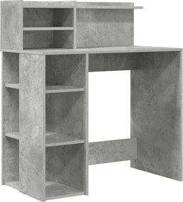 vidaXL Asztal polcokkal Beton Szürke 90 x 48 x 101,5 cm Faanyag