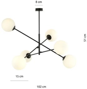 Csillár rúdon LINEAR 6xE14/10W/230V fekete/fehér