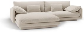 Fehér bársony sarokkanapé (bal oldali-heverő résszel) Torino – Micadoni
