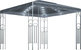 vidaXL antracitszürke pavilon LED fényfüzérrel 300 x 300 cm