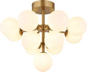 Globo 56143-13GD Mennyezeti lámpa fém aranyszínű matt, fehér színű üveg gömbökkel, ø: 560mm, M: 430mm, 13x G9 LED 5W 230V izzók nélkül