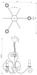 MAURO láncos csillár 3xE14/60W/230V