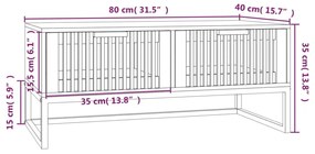fekete szerelt fa és vas dohányzóasztal 80 x 40 x 35 cm