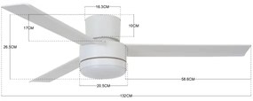 BAYSIDE 213036 - LED mennyezeti ventilátor LAGOON GX53/17W/230V fehér + DO