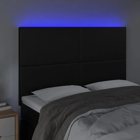 fekete műbőr LED-es fejtámla 144x5x118/128 cm