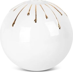 Dekorációs gyertyatartó Luis 15x13 fehér arany díszítő motívum csöpögő festék