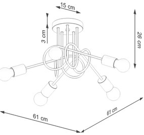 Sollux SL.1475 - Felületre szerelhető csillár EMBER 5xE27/15W/230V fehér/bézs/bükkfa