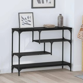 Konzolasztal polcokkal Musta tammi 100 x 30 x 75 cm Faanyag