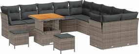 vidaXL Kerti Kanapé Szett 13 pcs Szürke polirattan