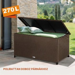 RICCO polyrattan tárolódoboz, 117 x 53 x 60cm, barna Casaria