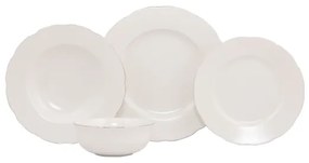 24 darabos porcelán étkészlet, fehér/ezüst