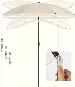 Napernyő 160 cm, Napvédelem UPF 50+, 30°-ban dönthető, talp nélkül, bézs&nbsp;