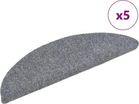 vidaXL 5 db öntapadós lépcsőszőnyeg 56 x 17 x 3 cm világosszürke félkör alakú