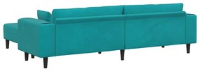 Bársony Kanapé párnával 3 pcs Türkiz 208 cm Bársony
