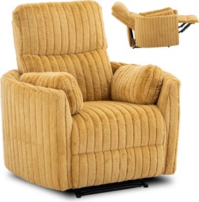 Dönthető fotel mustársárga plüss szövet, RAUL