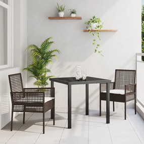 3 Darabos Kerti Étkezőszett Párnákkal Barna Poli Rattan