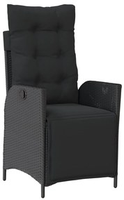 7 részes fekete polyrattan kerti étkezőgarnitúra párnával