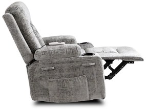 Elektromosan Vezérelhető Masszázsfunkciós Relaxfotel Szürke Bársony Kárpittal. BOX2