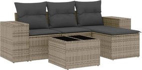 vidaXL 5 részes szürke polyrattan kerti ülőgarnitúra párnákkal