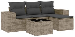 vidaXL 5 részes szürke polyrattan kerti ülőgarnitúra párnákkal