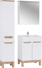 80cm-es bútorszett mosdóval, magas szekrénnyel és tükörrel