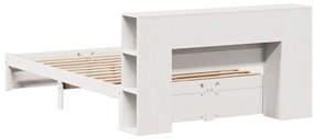 fehér tömör fenyőfa könyvespolcos ágy matrac nélkül 120x200 cm