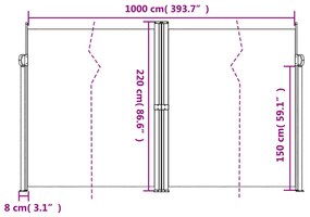 barna behúzható oldalsó napellenző 220 x 1000 cm