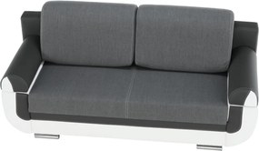 Kanapé, textilbőr fehér+szürke/szürke szövet, KARDYN