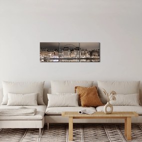 Egy város képe a félhomályban (órával) (90x30 cm)
