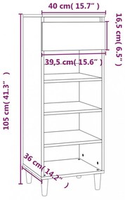 fekete szerelt fa cipősszekrény 40x36x105 cm