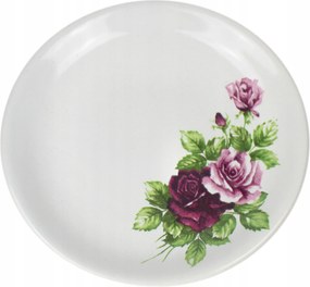Rózsa motívummal díszített reggeliző tányér Ø-19 cm