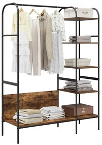 vidaXL Ruhafogó polcokkal Barna Tölgy 120 x 44 x 160 cm Faanyag