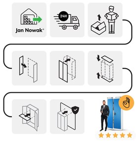 Fém iratszekrény JAN H, 900 x 1950 x 400 mm, szürke-kék