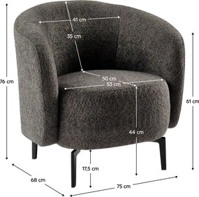 Fotel, szürkésbarna Taupe/fekete, PRESO